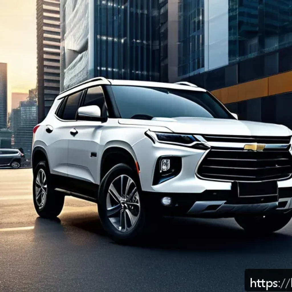 지엠 쉐보레 트레일블레이저의 보험료 계산 - A detailed scene showing a modern Chevrolet Trailblazer SUV parked in a secure urban parking lot at ...