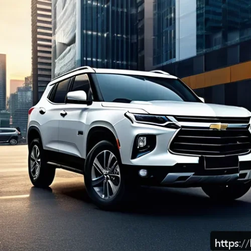 지엠 쉐보레 트레일블레이저의 보험료 계산 - A detailed scene showing a modern Chevrolet Trailblazer SUV parked in a secure urban parking lot at ...
